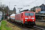 189 822 DB mit Güterzug in Wuppertal Steinbeck, am 22.02.2024.