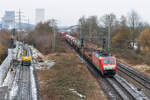 189 065-6 (DB) mit einem gemischten Güterzug in Herne Holsterhausen, 19. Februar 2026