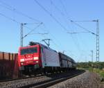 189 078-9 mit einem Kohlezug Richtung Mannheim Rangierbahnhof. Klein-Rohrheim, 18.07.06