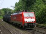 Railion 189 086-2 zieht den GZ nach Bochum Langendreer ,wird
dort abgekuppelt,fhrt anschlieend mit einem Kesselzug wieder
retour ber Bochum Hamme,Wanne Eickel nach Oberhausen.(23.05.2008)