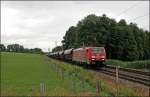 189 063 bringt einen Ganzzug, bestehend aus Schwenkdachwagen, vermutlich mit Getreide in Richtung sterreich. (09.07.2008)
