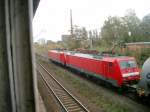 Doppeltraktion BR 189 im Herbst 2004 in Markranstdt b. Leipzig auf dem Weg von Grokorbetha zum Rbf Engelsdorf