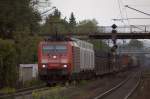 189 086-5 mit Gterzug, fhrt in Laudenbach(Bergstrae) Richtung Bensheim. 23.04.2009