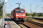 189 048 fhrt am 27.07.09 solo den Bahnhof Priestewitz Richtung Leipzig.
