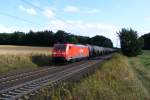 Auf der Main-Weser-Bahn ist am 29.08.09 die 189 059-9 von DB Schenker mit ihrem Kesselwagengterzug zwischen Langgns und Groen-Linden in richtung Norden unterwegs.