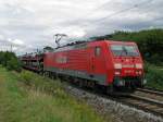 189 061-5 mit einem OPEL-Neuwagenzug in Leutersberg am 02.09.2009