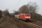 189 021 zog am 24.03.2010 einen gemischten Gterzug durch Ahlten  