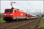 Die 189 061 (9180 6189 061-5 D-DB) hat den  AUDI-Express  CSQ 60058, Ingolstadt-Nord - Osnabrck Rbf, am Haken und wurde hinter Hohenlimburg auf den Chip gebannt. (13.04.2010)