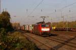 189 069-8 mit einem Containerzug in Dsseldorf-Rath am 28.10.2011