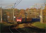Zug nach Dresden kurz vor dem berfhrungsbauwerk der Kohlfurter Bahn in Elsterwerda-Biehla, 2011