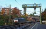 ES 64 F4 - 844 fuhr am 27.10.2012 mit einem Containerzug durch Hamburg-Harburg.