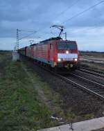 Zwei 189ziger mit einem Selbstentladewagenleerzug sind auf dem Weg gen Niederlande....am Abend des 2.Dezember 2012 sind sie hier bei Allerheiligen auf der Kbs 495 zu sehen.