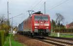 189 017 durchfhrt am 20.04.13 mit ihrem Containerzug Dresden Stetzsch.