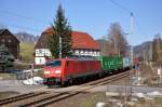 189 014 (91 80 6189 014-4 D-DB) mit Containerzug am 05.03.2013 bei Kurort Rathen