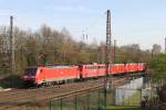 189 062 zog am 19.3.14 einen Lokzug bestehend aus 151 068, 185 007 , 185 072 und 185 262 durch Ratingen-Lintorf.