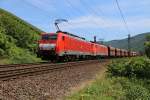 189 073-0 in Doppeltraktion mit 189 030-0 und Kohlezug in Fahrtrichtung Süden. Aufgenommen am 18.07.2014 bei Müden (Mosel).