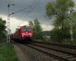 Autoleerzug mit einem BR 189 Doppel auf dem Weg Richtung CZ, Aufgenommen am 27.04.2015 in Krippen.