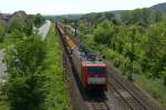 DB-Schenker 189 075 mit einem Schienenzug am 14.05.2015 in Thüngersheim Richtung Gemünden 