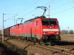 189 029 und 189 019 bei der Einfahrt in Stralsund-Langendorf.