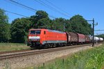 DB Cargo 189 087 mit einem gemischtem, kurzen Güterzug in Richtung Hengelo (De Lutte, NL, 19.07.16).