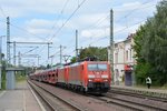 189 005-2 und 189 059-9 kamen am 18.7 mit einem Autozug durch Wefensleben Richtung Magdeburg gefahren.