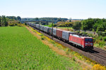 189 022-7 mit Containerwagen bei Zschortau am 31.08.2016.