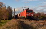 Eher selten sind Loks der BR 189 vor gemischten Güterzügen anzutreffen. Am 20.11.16 führte 189 020 ihren Zug durch Greppin Richtung Bitterfeld.