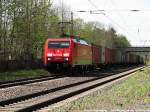 189 061 Containerzug Richtung Lehrte. Die Aufnahme entstand am 21.04.07 an der G-Bahn bei Hannover-Misburg.