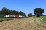 189 902 Lokomotion mit einem Containerzug bei Ostermünchen am 04.07.2019