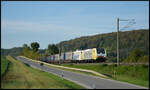 Lokomotion 189 903  Rail Traction Companie  & 139 310  Zebra  mit dem KLV-Zug M�nchen - Bremen am 27.09.2026 im Werntal am Km 24,4 nahe Stetten.