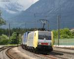 189 901-2 (Dispo) mit einem KLV bei der Durchfahrt Brixlegg am 23.5.08