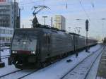 MRCE 189 090 und 189 092 mit CNL Ausfahrt Dortmund Hbf. in den Betriebsbahnhof.(12.01.2009)