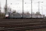berraschend kam dieser Siemens Lokzug.Die Fhrende 185 544-4 zog 4 Siemens 189er durch Koblenz Ltzel.03.04.2010 um 14:46 Uhr  Loknummern: ES 64 F4-151, ES 64 F4-152, ES 64 F4-155, ES 64 F4-153