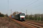 Die nagelneue MRCE ES 64 F4-287 steurt mit ihrem Containerzug auf Lehrte zu (Ahlten 08.04.10)