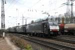 Dieser Siemens-Lokzug (189 111 + 189 108 + 189 935 PCT + 189 104) kam von der Klner Sdbrcke und fuhr in Gremberg ein. Aufgenommen am 12/11/2010.