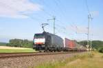 ES 64 F4-023 MRCE Dispolok-TXL mit KLV-Zug in Richtung Ansbach.Aufgenommen in Oberdachstetten am 18.7.2012