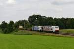 189 918 + 185 661 mit dem verfrhten Leipziger-KLV am 04.08.2012 unterwegs bei Hilperting.