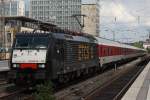 MRCE ES 64 F4-115  ETCS   (i.E.fr DB Autozug) am 20.5.12 mit einem Autozug auf dem Weg zur Bereitstellung nach Dsseldorf in Essen Hbf.