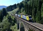 189 903 + 189 914 mit G 43130 am Hundsdorfer-Viadukt zwischen Angertal und Bad Hofgastein. Das Bild entstand am 16.09.2012. 
