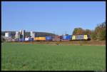 189 909 von Dispolok mit einem KLV bei Karlstadt im Maintal unterwegs am 16. Oktober 2011.