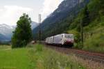 189 914 + 186 xxx Lokomotion / RTC mit Klv-Zug am 03.08.2013 in Colle Isarco gen Bolzano. 