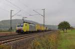 189 924 Siemens Dispolok fr TXL mit einem KLV am 13.10.2013 bei Harrbach Richtung Wrzburg.