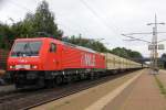189 801-4 (WLE 81) mit dem Warsteiner-Containerzug in Fahrtrichtung Seelze. Aufgenommen am 10.07.2013 in Dedensen-Gümmer.