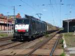 Am 03.05.2014 kam 189 283 mit einem TXL Zug aus Richtung Magdeburg nach Stendal und fuhr weiter in Richtung Wittenberge.