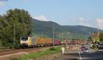 189 995-4 mit einem KV Zug bei Rheindiebach 7.8.14