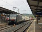 MRCE Dispolok ES 64 F4-086 ( 189 986-3 ) bei der Durchfahrt durch den Bahnhof Ansbach am 30. September 2014.