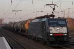 MRCE Dispolok/SBB Cargo ES 64 F4-112 am 5.3.14 mit einem Kesselzug in Düsseldorf-Rath.