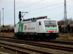 Am 07.02.2016 kam 189 822 mit einem Holzzug nach Stendal.Nach ihrem Rangiermanöver fuhr sie wieder mit ihrem Holzzug nach Borstel bei Stendal davon.