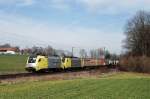 ES 64 U2 - 037 und ES 64 F4 - 014 (Lokomotion) mit DGS 43139 bei Grokarolinenfeld (06.03.2007)