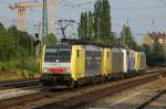 Lokzug bestehend aus ES64 F4-017,014, der abgeb�gelten Lomo 139 und F4-008 am 26.07.08 am Heimeranplatz